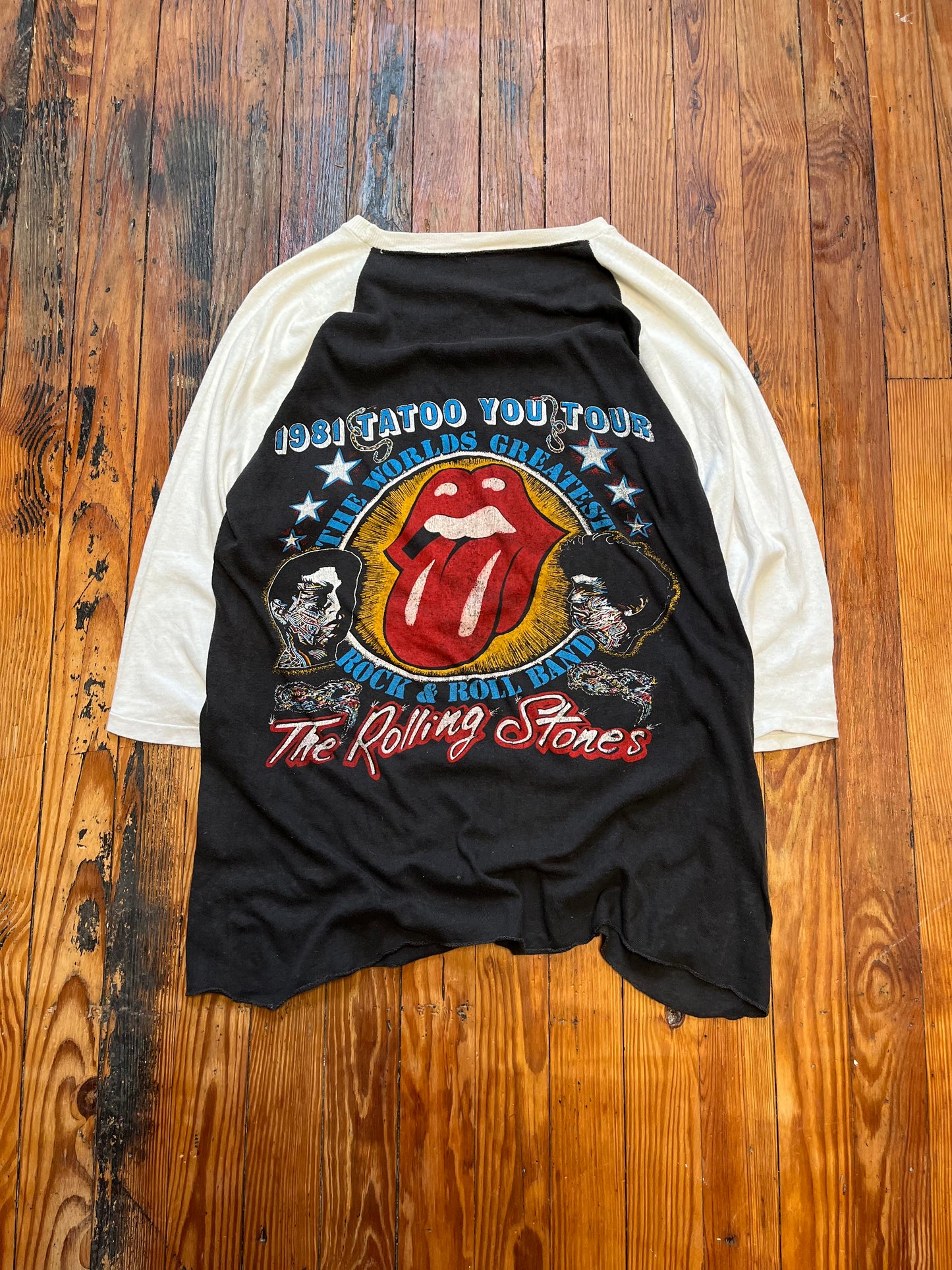 Rolling Stones Tattoo You Tour Raglan 1981 - Large