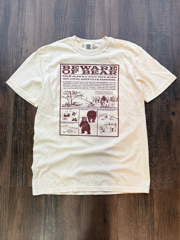 Beware Of Bear Tee - Cream